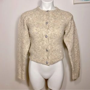 Cardigan w/ diamond button details- Tan